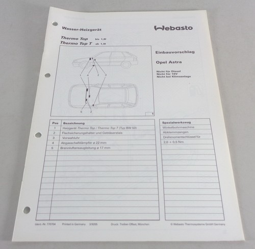 Einbauanweisung webasto - einbauanweisung,
