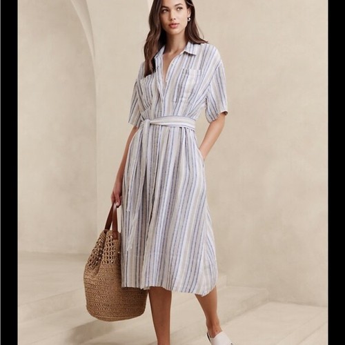 Linen blend shirtdress - shirtdress, belt