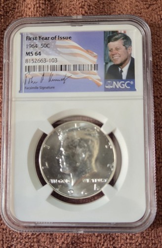 Mezzo dollaro argento - ngc, 1964