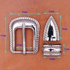 Fibbia per cintura Bling Silver Ranger Western cowboy set 3 pezzi adatta cintura 1"