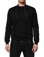 Dolce & Gabbana Cotone Nera Logo Cerniera Intera Uomo Bomber Giacca Originale