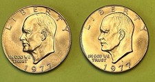 Coppia di Dollari 1977 PD Eisenhower Gemma Brillante Non Circolata Bellissime 2 Monete