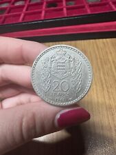 MONETA MONACO LUIGI II 20 FRANCHI 1947 AB