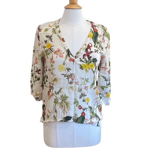 Zara blusa avorio floreale - zara,