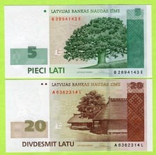 Latvia 20 latu - euro), 5