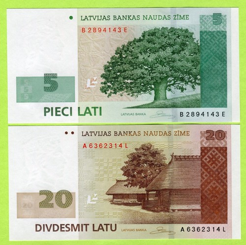 Latvia 20 latu - euro), 5