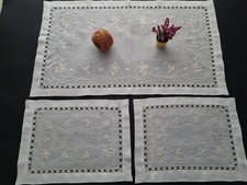 Set 3 centrini puro lino con