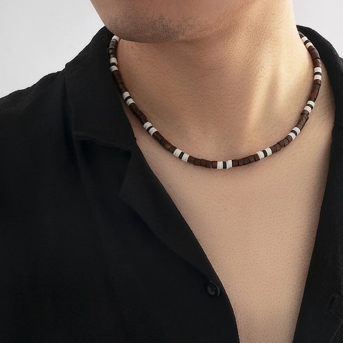 Collana girocollo uomo marrone