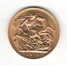 STERLINA D'ORO  re  GIORGIO V° - 1917 - ORO OTTIMA CONSERVAZIONE - anno raro