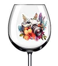 12x Tropical Flowers Camera Butterfly Wine Glass Colour Vinyl Sticker Decal z364