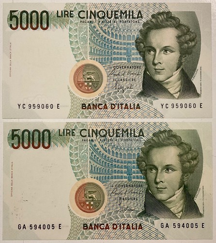5000 lire 1985 - lire, 1985-1988