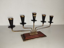 Portacandele in ottone è  teak svedese Ystad Gunner Ander atomic design 1960