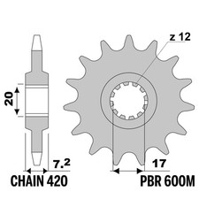 FANTIC MOTOR MOTARD CABALLERO 50 2005-2009 pignone PBR passo 420 11 Denti