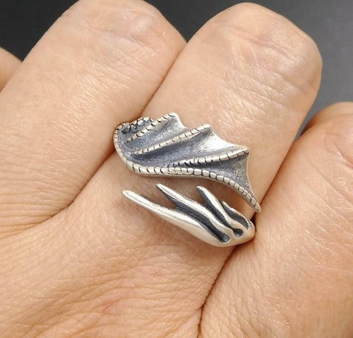 Anello ala drago argento - ala,