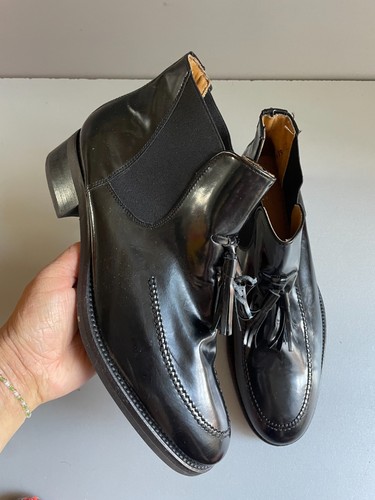 New black leather tassel ankle