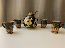 Set Vaso In Ceramica E 4 Bicchieri Palazzi Roma Ceramica Romana Italy