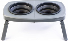 2 Ciotole per Cani Pieghevoli Portatili Con Supporto, Ciotole Rialzate per Cani,