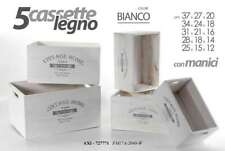 5 CASSETTE ANTICATO CASSETTA PORTA OGGETTI CONTENITORE IN LEGNO ANTICATO MANICI