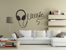 Adesivo parete cuffie musica