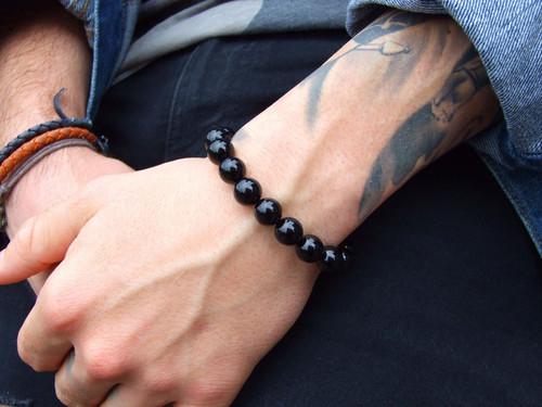 Bracciale nero perle lucide - perle,