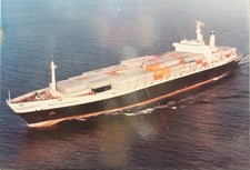 foto pubblicitaria su legno nave meditteranea Lloyd Triestino container ship