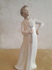 Retired NAO BY LLADRO Porcelain Figurine Boy with Fly Swatter Made in Spain