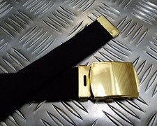 British Military Black RN Trousers Belt 1¼" Roll Buckle Royal Navy - Used