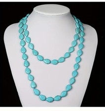 COLLANA LUNGA 120 CM CON PERLE A GOCCIA COLORE TURCHESE