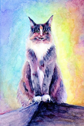 Cartolina tema gatto fatto - cartolina,