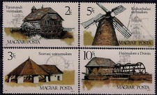 Ungheria 1989 Mulino ad Acqua Mulino a Vento Edifici Architettura Industria 4v MNH