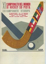 1955 - XI CAMPIONATO DEL MONDO DI HOCKEY SU PISTA- MILANO- DIS. GUAITANI