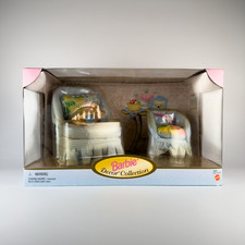 1998 Barbie Decor Collection Upholstered 2 Stuffed Chairs with Cat Striped