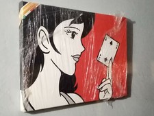 Quadro Tela Dipinto a mano fumetto  Margot sfondo rosso Salvadori Arte