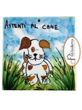 Mattonella ornamentale in ceramica attenti al cane da parete dipinta a mano ma20