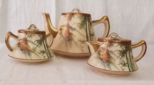 Teiera porcellana giapponese; set teiera, lattiera, zuccheriera