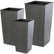 Set di vasi da fiori, fioriere in plastica, set di fioriere, set di 3 grafite