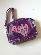 Borsa Gola originale in pelle viola scritta rosa/argento 