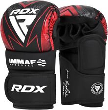 Guanti da Grappling Sparring Omologati RDX IMMAF Guanti MMA Palmo Aperto Ventilato