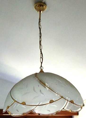 Lampadario vetro ottone - lampadario, e