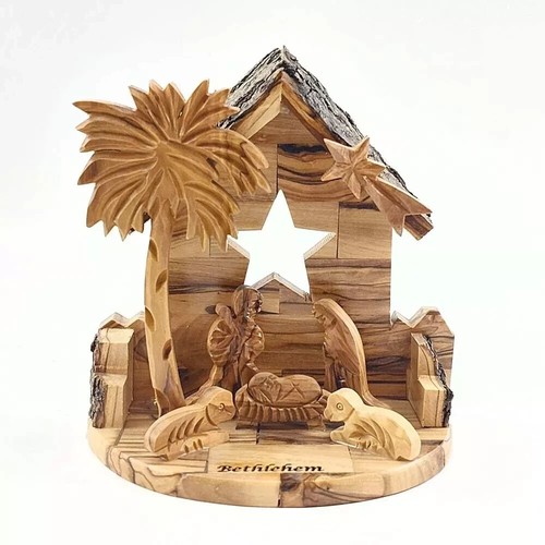 Presepe legno ulivo 100 - presepe,