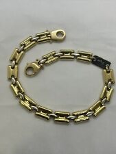 BRACCIALE ORO 18KT 750% UOMO GIALLO BIANCO BICOLORE MAGLIA PIENA BRACELET EN OR