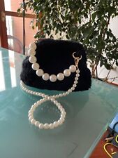 borsa  uncinetto clic clac nera con perle 