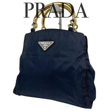 Borsa a mano Prada manico in metallo blu scuro tote autentica dal Giappone