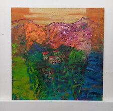 Quadro Dipinto Paesaggio Astratto Olio Tavola Cm30x30