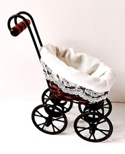 miniatura carrozzina passeggino ferro battuto e legno anni 80 splendida