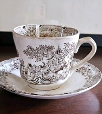  Antica Grande Tazza con Piatto Terraglia Verbanum Stone Laveno 