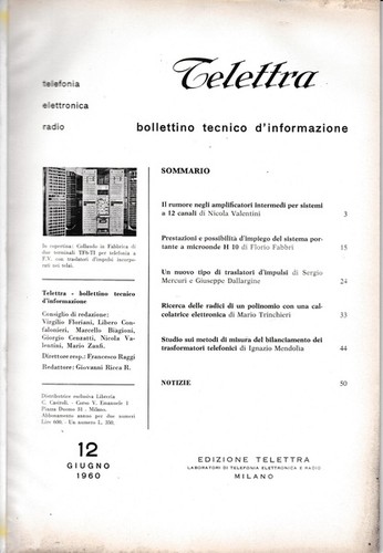 Telettra bollettino tecnico - bollettino,