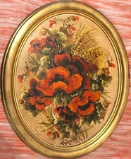 FERNANDA PALVARINI - Olio su tavola - ovale 40x50 - Pittrice dei fiori