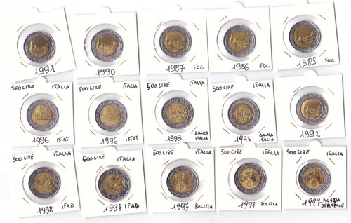 Monete 500 lire - 500, bimetalliche