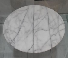 Piatto Vassoio In Marmo Bianco Grigio Girevole Vintage 